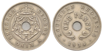 Южная Родезия 1 пенни 1934 KM 7 медно-никель 63-445