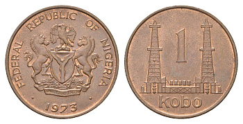 Нигерия 1 кобо 1973 KM 8.1 бронза aUNC 4703-1236
