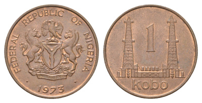 Нигерия 1 кобо 1973 KM 8.1 бронза aUNC 4703-1236
