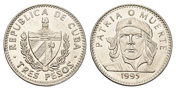 Куба 3 песо 1995 Эрнесто Че Гевара KM 346a сталь плакированная никелем 4675-234