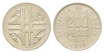 Колумбия 200 песо 1995 KM 287 медь цинк нкиель 4662-634