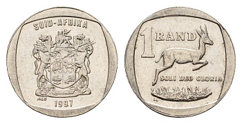 ЮАР 1 ранд 1997 KM 164 сталь плакированная никелем 4643-612