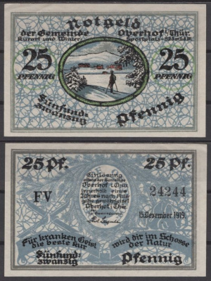 Оберхоф 25 пфеннигов 1921 бумага UNC (пресс) 8613-15-3-1