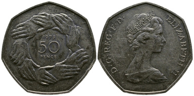 Великобритания 50 пенсов 1973 Елизавета II (1952-2022), вступление в Европейское экономическое сообщество KM 918, Spink 4224 медно-никель 3334-132