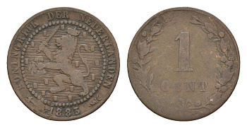 Нидерланды 1 цент 1883 Виллем III (1849-1890) KM 107 бронза 71-821