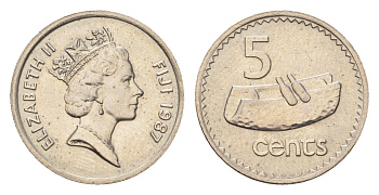 Фиджи 5 центов 1987 KM 51 медно-никель UNC 4669-545
