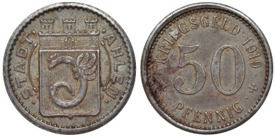 Германия, Ален 50 пфеннигов 1919 Северный Рейн-Вестфалия, нотгельд Funck 6.7 железо 4121-334