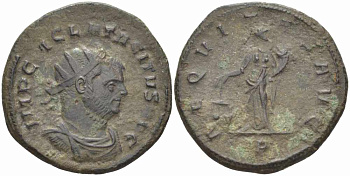 Римская Империя аврелианиан 275 Тацит AEQVITAS AVG Сисция Very fine RIC 181 var бронза 1073-16-115