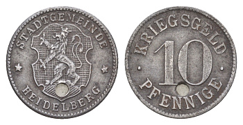 Гейдельберг 10 пфеннигов ND (1918-1919) Funck 203.1, Men18 14006.2 железо 4643-925