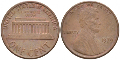 США 1 ЦЕНТ 1979 ЛИНКОЛЬН KM 201 медь цинк 3457-1248