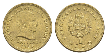 Уругвай 1 песо 1965 KM 46 алюминиевая бронза UNC 4620-257