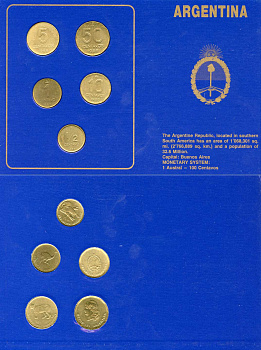 Аргентина набор из 5 монет 1985-1987     UNC  00-00