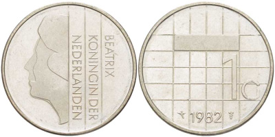 Нидерланды 1 гульден 1982 Беатрикс (1980-2013) KM 205 никель 213-1256