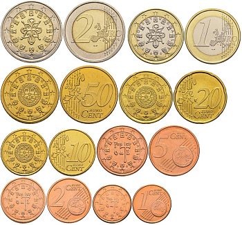 ПОРТУГАЛИЯ ЕВРОНАБОР ИЗ 8 МОНЕТ 2006 1, 2, 5, 10, 20, 50 ЕВРОЦЕНТОВ, 1 И 2 ЕВРО UNC 183-931