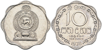 Цейлон 10 центов 1978 KM 140 a алюминий 4592-227