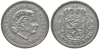 Нидерланды 1 гульден 1978 Юлиана (1948-1980) KM 184a никель 71-1215