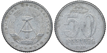 ГДР 50 пфеннигов 1958 А KM 12.1 алюминий 4122-443