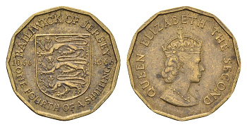 Джерси 1/4 шиллинга 1966 900 лет битве при Гастингсе KM 27 никель латунь    4660-544