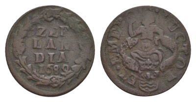 Голландская республика, Зеландия 1 дуит 1689 KM 55 медь 4649-741