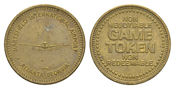 США, Международный аэропорт Хартсфилд, Атланта, Джорджия жетон для автоматов ND диаметр 22,5 мм, вес 4,7 гр латунь 4613-835