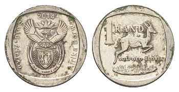 ЮАР 1 ранд 2014 медь плакированная никелем 4627-612