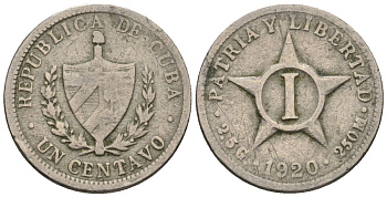 Куба 1 сентаво 1920 KM 9.1, JMA 3, Y 3 медно-никель 4115-213