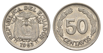 Эквадор 50 сентаво 1963 KM 81 сталь плакированная никелем 83-137