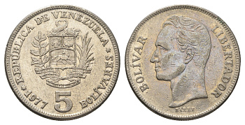 Венесуэла 5 боливаров 1977 Симон Боливар Y 53 никель 4661-312