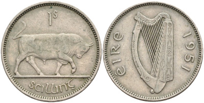 Ирландия 1 шиллинг 1951 KM 14a медно-никель 4150-943