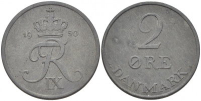 ДАНИЯ 2 ЭРЕ 1950 ФРИДЕРИК IX KM 840.1 цинк 87-1424