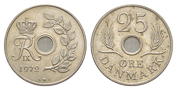 Дания 25 эре 1972 C,S, Фредерик IX (1947-1972) KM 855.1 медно-никель UNC 4629-333