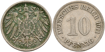 Германия 10 пфеннигов 1911 G J. 13,  KM 12 медно-никель    4603-731