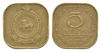Цейлон 5 центов 1970 KM 129 никель латунь 4632-626