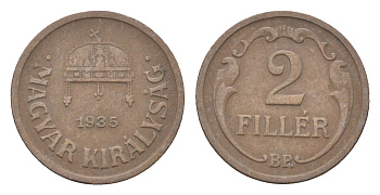 Венгрия 2 филлера 1935 BP KM 506 бронза 4665-447