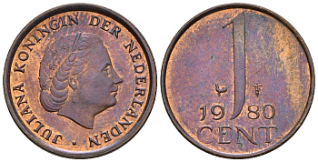 Нидерланды 1 цент 1980 Юлиана (1949-1980) KM 180 бронза UNC 220-531