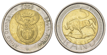 ЮАР 5 рандов 2005 KM 297 биметалл aUNC 4626-845