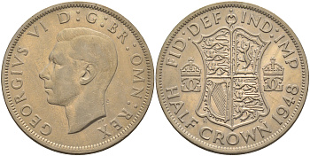 Великобритания 1/2 кроны 1948 Георг VI (1936-1952) KM 866, Spink 4101 медно-никель 4367-1233