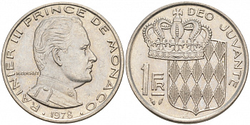 Монако 1 франк 1978 Ренье III (1949-2005) KM 140 никель 73-1233