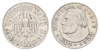 Германия 2 рейхсмарки 1933 450 лет со дня рождения Мартина Лютера KM 79 серебро 413-1144