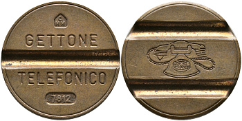ИТАЛИЯ ТЕЛЕФОННЫЙ ЖЕТОН № 7812, ДИАМЕТР 24,5 ММ. латунь 65-1041