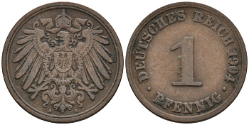 Германия 1 пфенниг 1904 A KM 10, J. 10 медь 4567-1156