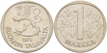 ФИНЛЯНДИЯ 1 МАРКА 1979 K KM 49а медно-никель UNC 3718-851