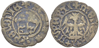 Польша 1/2 гроша (полугрош) 1492-1501 Ян I (1492-1501), династия Ягеллонов, вес 0,89 гр. серебро 1517-345