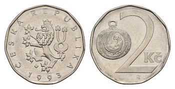 Чехия 2 кроны 1993 KM 9 сталь плакированная никелем 4392-933