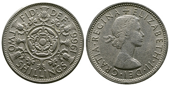 Великобритания 2 шиллинга (флорин) 1966 Елизавета II (1952-2022) KM 906, Spink 4146 медно-никель 4382-614