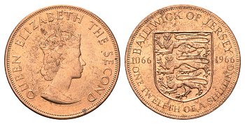 Джерси 1/12 шиллинга 1966 900 лет битве при Гастингсе KM 26 бронза aUNC 4661-114