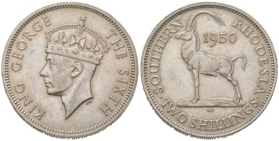 Южная Родезия 2 шиллинга 1950 Георг VI (1936-1952) KM 23 медно-никель 4616-131