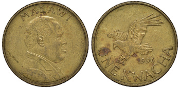 Малави 1 квача 1996 орел KM 28 сталь плакированная латунью 4162-326