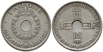 Норвегия 1 крона 1925 Хокон VII (1905-1957) KM 385 медно-никель 67-142