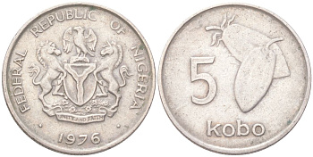Нигерия 5 кобо 1976 KM 9.1 медно-никель 4614-427